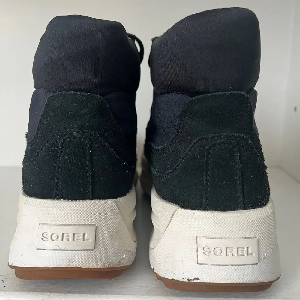 Sorel Women's ONA 503 Lace Up Mid Sneaker Shoe - Jet Black  Size 7.5